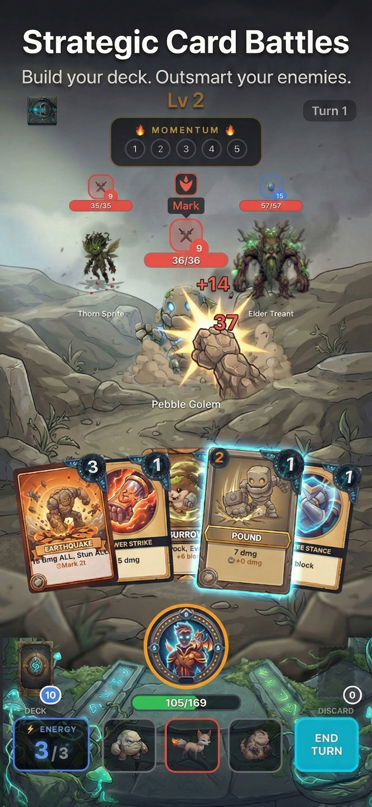 Strategic card battles - build your deck and outsmart enemies