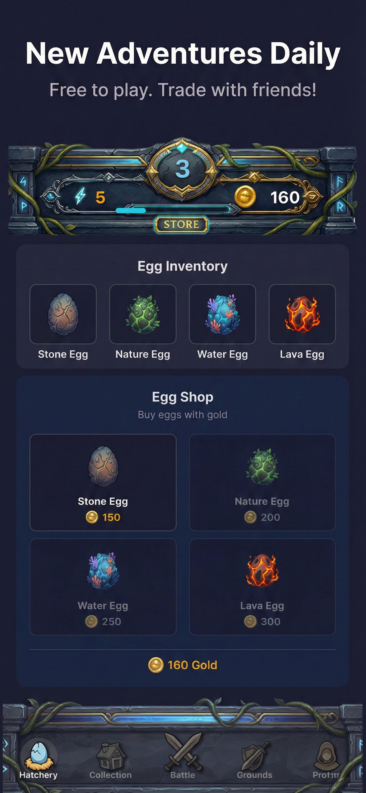 New adventures daily - collect eggs and trade with friends